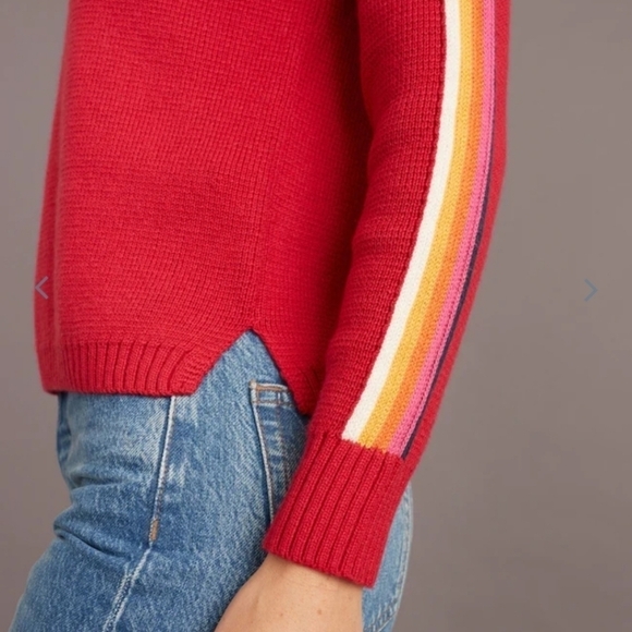 MARINE layer ML x LF Snowbird 1/4 Zip Sweater in Flame Red - Picture 2 of 8